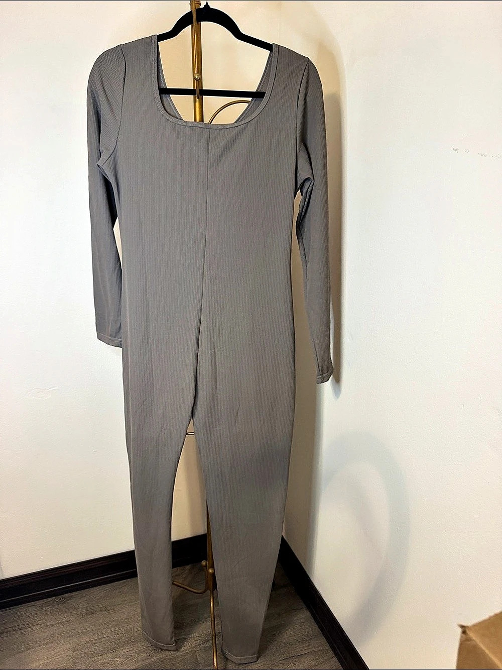 XL Gray Ribbed Jumpsuit Like New